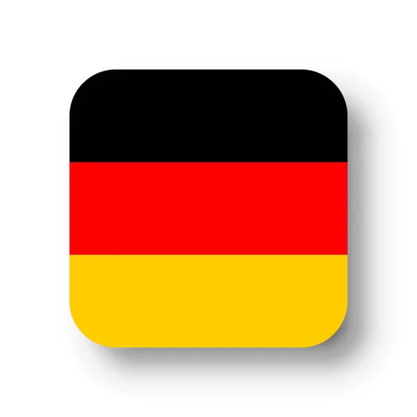 Bandera Alemania Cuadrado Vectorial Plano Con Esquinas Redondeadas Sombra Caída — Vector de stock