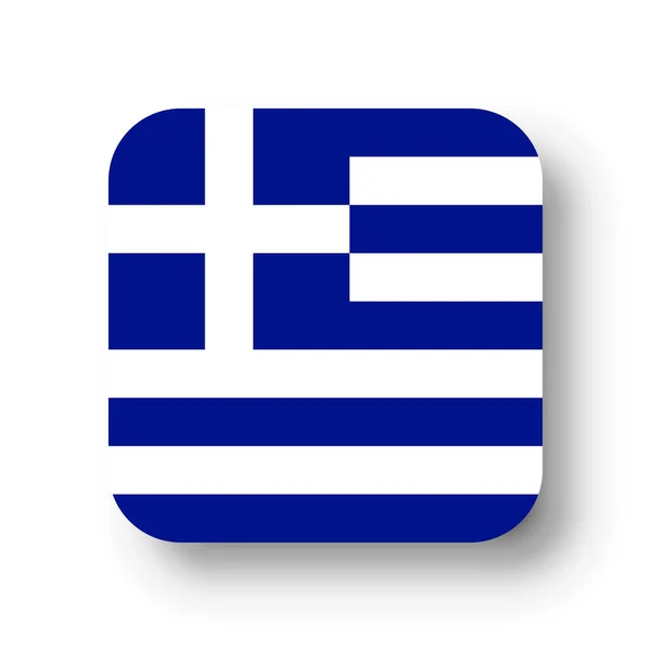 ギリシャの旗 丸みを帯びた角とドロップシャドウのフラットベクトル広場 — ストックベクタ