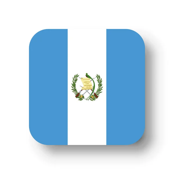 危地马拉国旗平面矢量正方形 圆角和投下的阴影 — 图库矢量图片