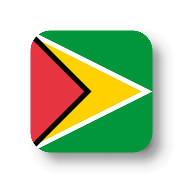 Guyana Zászló Lapos Vektor Tér Lekerekített Sarkokkal Levetett Árnyékkal — Stock Vector