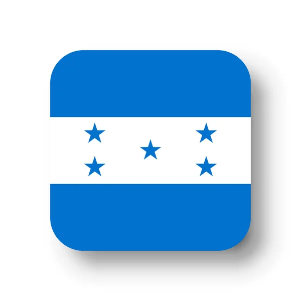 Honduras Vlag Vlakke Vector Vierkant Met Afgeronde Hoeken Slagschaduw — Stockvector