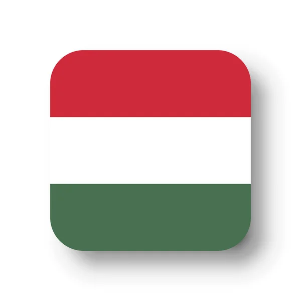 Maďarská Vlajka Rovinný Vektorový Čtverec Zaoblenými Rohy Spadlým Stínem — Stockový vektor