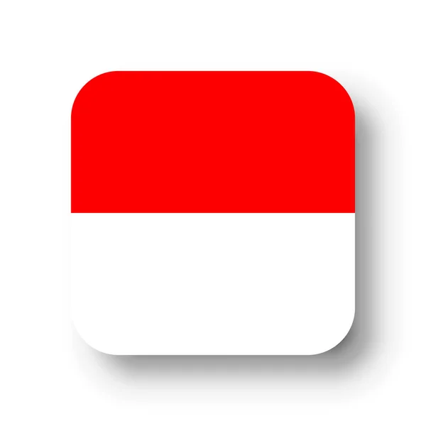 Indonesia Flag Flat Vector Square Rounded Corners Dropped Shadow — Stock Vector