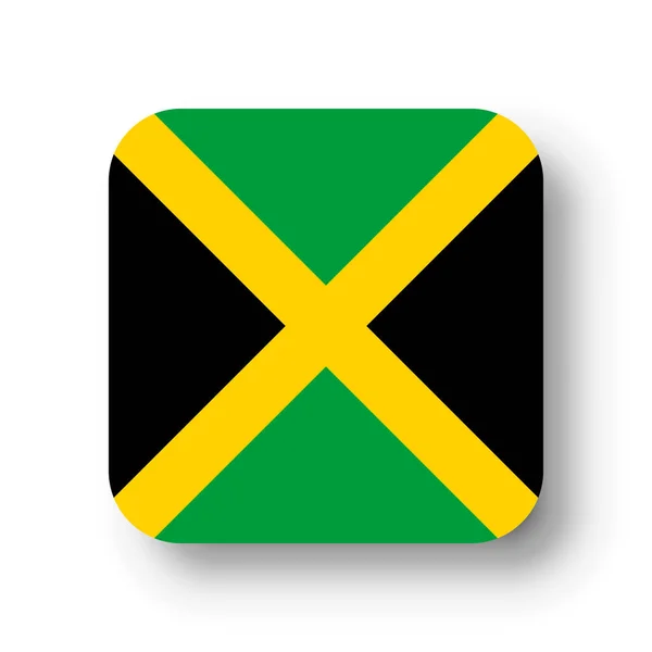 Bandera Jamaica Cuadrado Vector Plano Con Esquinas Redondeadas Sombra Caída — Vector de stock