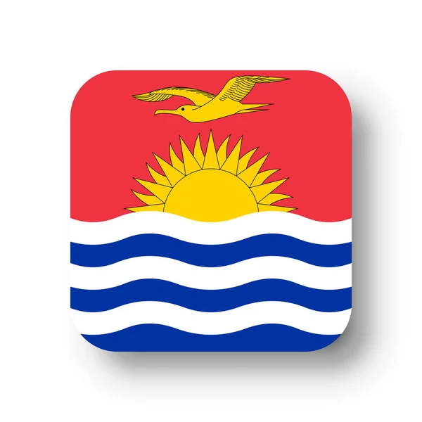 Bandera Kiribati Cuadrado Vectorial Plano Con Esquinas Redondeadas Sombra Caída — Vector de stock