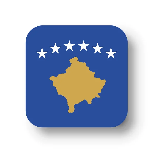 Kosovo Flag Flat Vector Square Rounded Corners Dropped Shadow — Stock Vector
