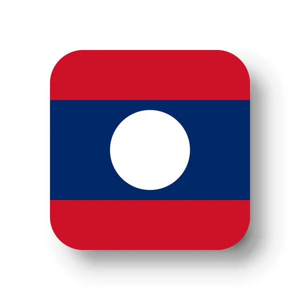 Bandeira Laos Quadrado Vetorial Plano Com Cantos Arredondados Sombra Solta — Vetor de Stock
