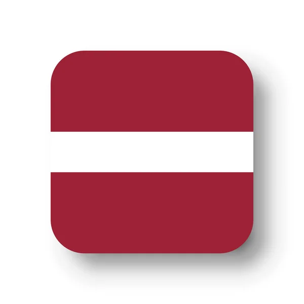 Lettország Zászló Lapos Vektor Tér Lekerekített Sarkokkal Levetett Árnyékkal — Stock Vector