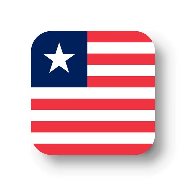 Liberya Bayrağı Yuvarlak Köşeli Düz Vektör Karesi Düşen Gölge — Stok Vektör