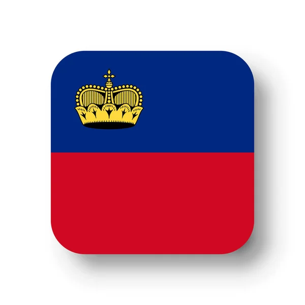 Liechtenstein Flag Flat Vector Square Rounded Corners Dropped Shadow — Stock Vector