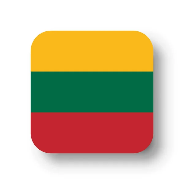 Флаг Литвы Плоский Векторный Квадрат Закругленными Углами Отброшенной Тенью — стоковый вектор