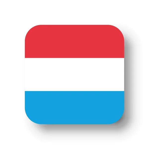 Bandeira Luxemburgo Quadrado Vetorial Plano Com Cantos Arredondados Sombra Solta — Vetor de Stock