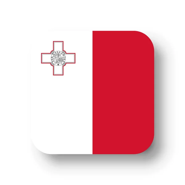 Malta Vlag Vlakke Vector Vierkant Met Afgeronde Hoeken Schaduw — Stockvector