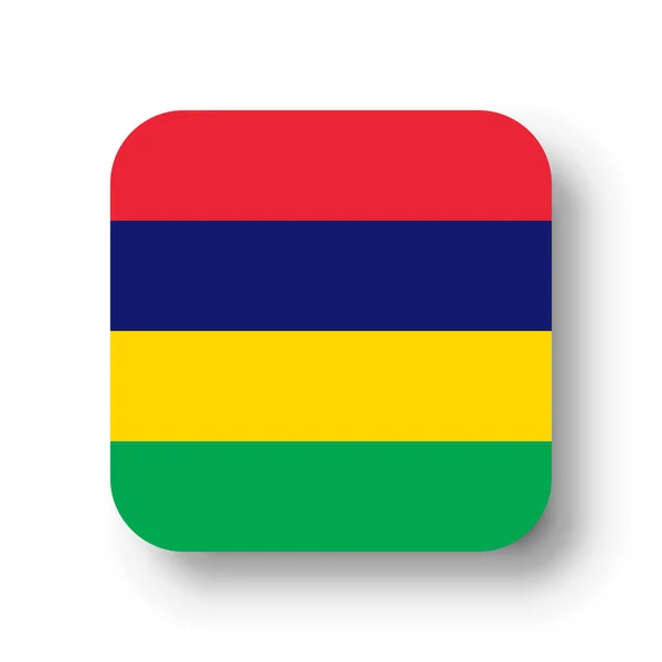 Σημαία Μαυρίκιου Επίπεδο Διανυσματικό Τετράγωνο Στρογγυλεμένες Γωνίες Και Σκιά — Διανυσματικό Αρχείο