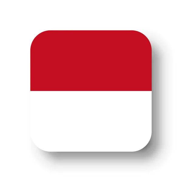 Bandeira Mônaco Quadrado Vetorial Plano Com Cantos Arredondados Sombra Solta — Vetor de Stock