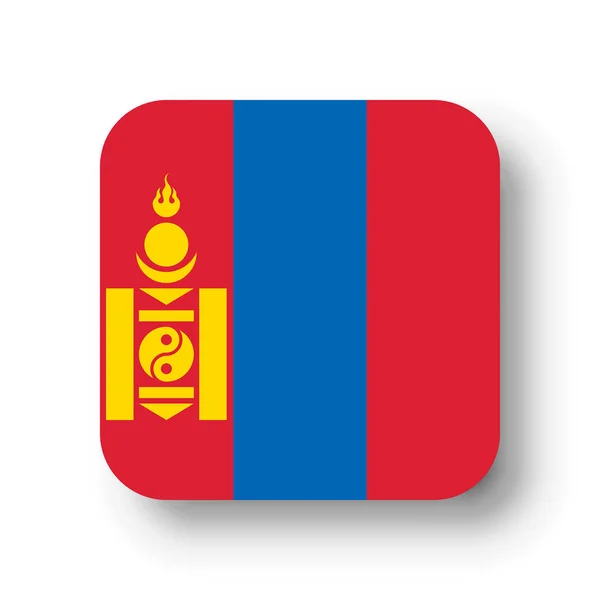 Flaga Mongolii Płaski Plac Wektorowy Zaokrąglonymi Narożnikami Opadającym Cieniem — Wektor stockowy