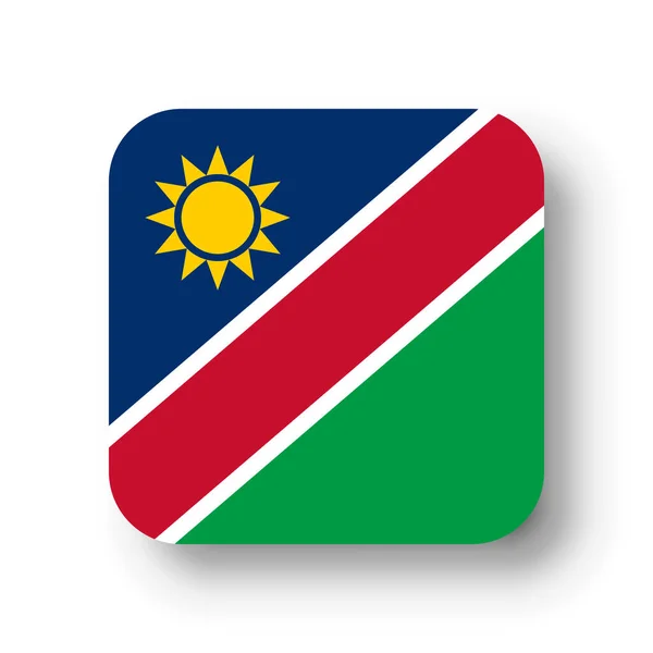 Bandera Namibia Cuadrado Vectorial Plano Con Esquinas Redondeadas Sombra Caída — Vector de stock