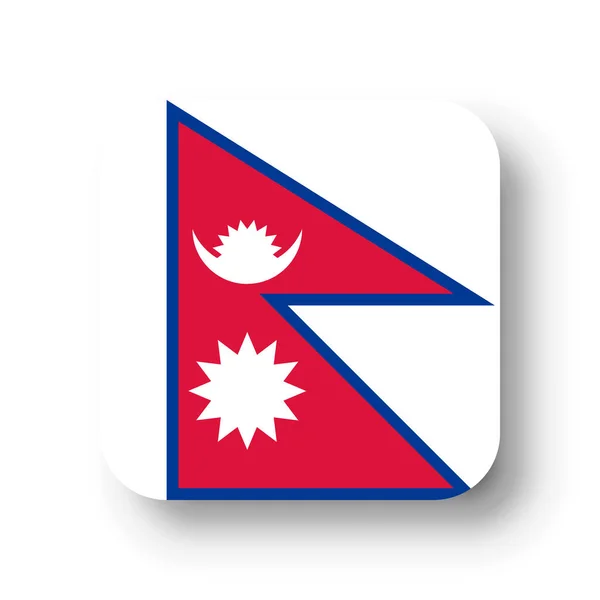 Σημαία Νεπάλ Επίπεδο Διανυσματικό Τετράγωνο Στρογγυλεμένες Γωνίες Και Σκιά — Διανυσματικό Αρχείο