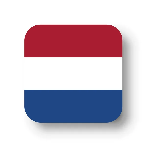 Bandeira Holanda Quadrado Vetorial Plano Com Cantos Arredondados Sombra Solta — Vetor de Stock