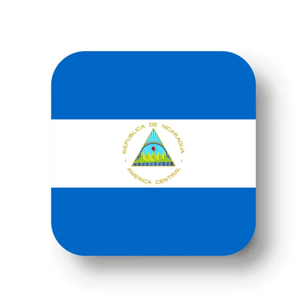 Bandera Nicaragua Cuadrado Vectorial Plano Con Esquinas Redondeadas Sombra Caída — Archivo Imágenes Vectoriales