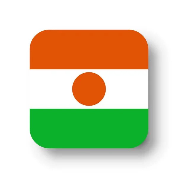 Σημαία Του Νίγηρα Επίπεδη Διανυσματική Πλατεία Στρογγυλεμένες Γωνίες Και Σκιά — Διανυσματικό Αρχείο