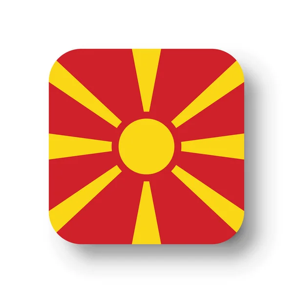 Nordmakedonien Flagge Flaches Vektorquadrat Mit Abgerundeten Ecken Und Schatten — Stockvektor