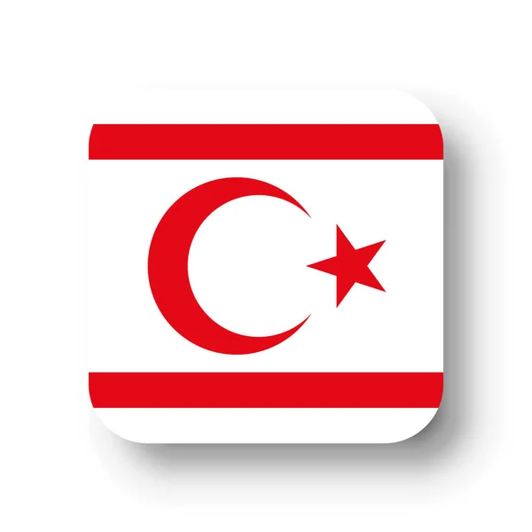 Flaga Północnego Cypru Płaski Plac Wektorowy Zaokrąglonymi Narożnikami Cieniem — Wektor stockowy