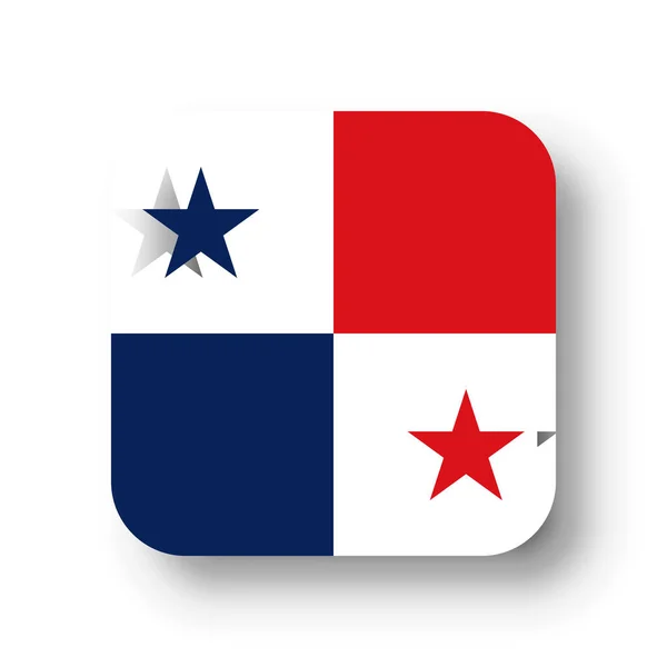 Bandera Panamá Cuadrado Vectorial Plano Con Esquinas Redondeadas Sombra Caída — Archivo Imágenes Vectoriales