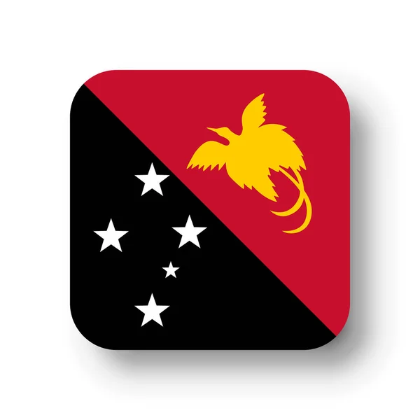 Bandera Papúa Nueva Guinea Cuadrado Vectorial Plano Con Esquinas Redondeadas — Vector de stock