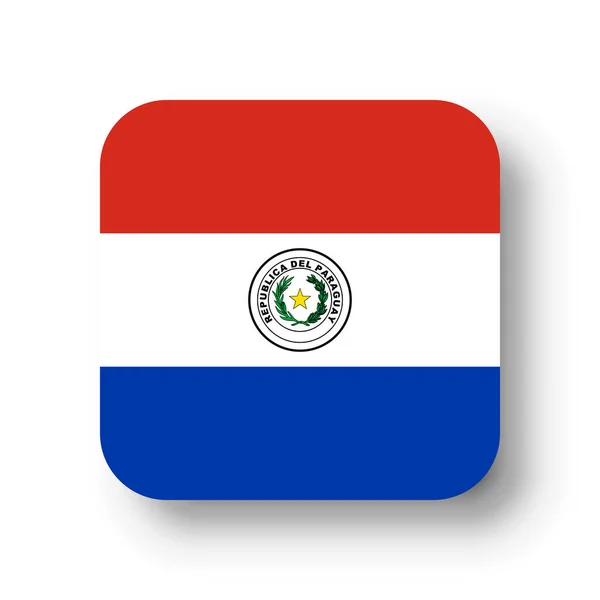 Paraguayský Prapor Rovný Vektorový Čtverec Zaoblenými Rohy Spadlým Stínem — Stockový vektor