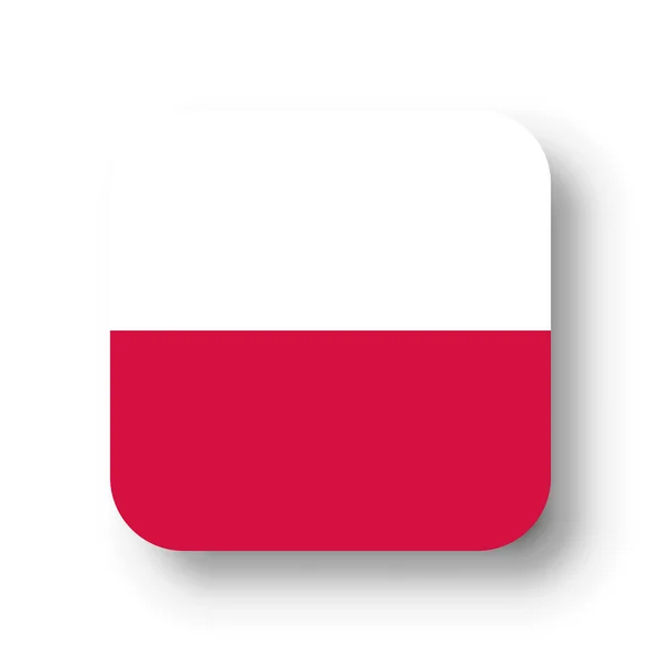 stock vector Poland flag - flat vector square with rounded corners and dropped shadow.