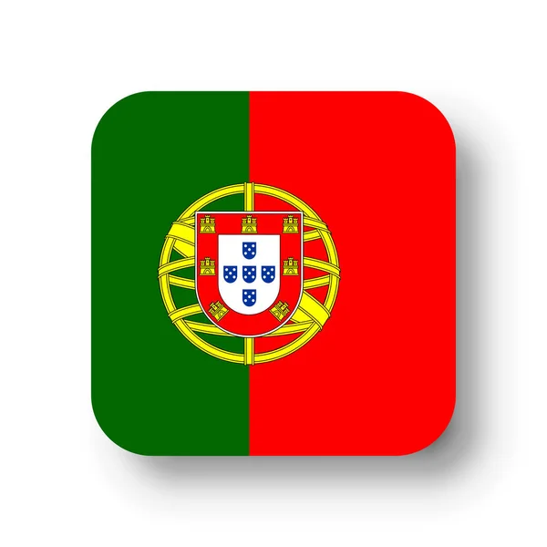 Portugal Flag Flat Vector Square Rounded Corners Dropped Shadow — Stock Vector