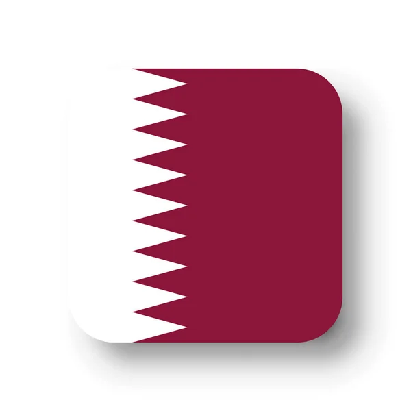 卡塔尔国旗平面矢量正方形 有圆角和投下的阴影 — 图库矢量图片