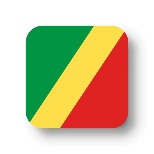 Bandera República Del Congo Cuadrado Vectorial Plano Con Esquinas Redondeadas — Vector de stock