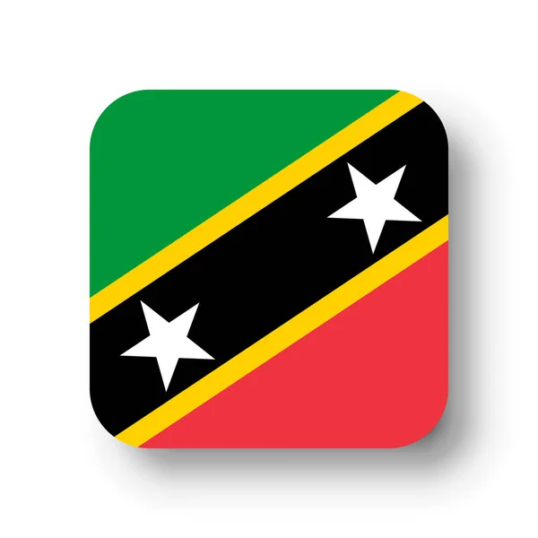 Saint Kitts Nevis Flag Flat Vector Square Rounded Corners Dropped — Stock Vector