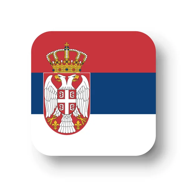 Serbia Flag Flat Vector Square Rounded Corners Dropped Shadow — Stock Vector