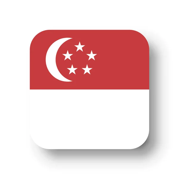 Singapurská Vlajka Rovný Vektorový Čtverec Zaoblenými Rohy Spadlým Stínem — Stockový vektor
