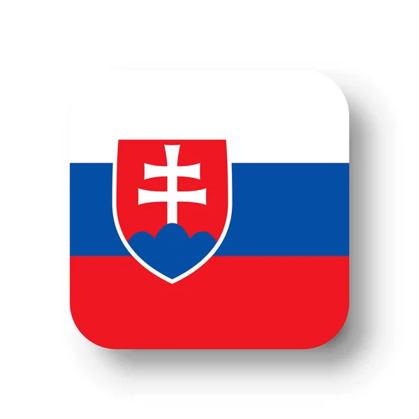 スロバキアの旗 丸みを帯びた角とドロップシャドウのフラットベクトル広場 — ストックベクタ