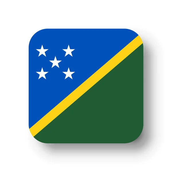 Σημαία Νήσων Σολομώντος Επίπεδο Διανυσματικό Τετράγωνο Στρογγυλεμένες Γωνίες Και Σκιά — Διανυσματικό Αρχείο