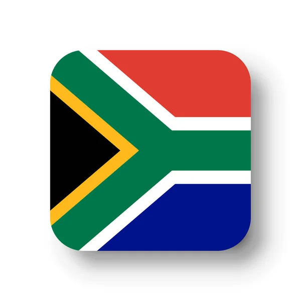 Південно Африканський Прапор Плоский Векторний Квадрат Закругленими Кутами Спадною Тінню — стоковий вектор