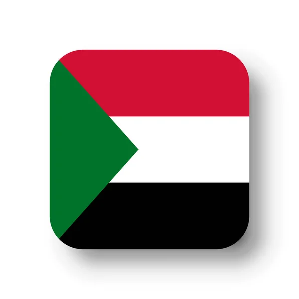 Súdánská Vlajka Rovný Vektorový Čtverec Zaoblenými Rohy Spadlým Stínem — Stockový vektor