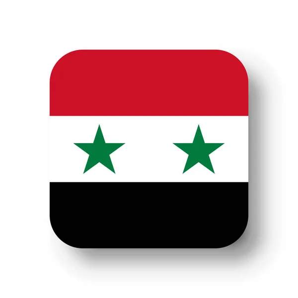 Siria Bandiera Quadrato Vettoriale Piatto Con Angoli Arrotondati Ombra Caduta — Vettoriale Stock