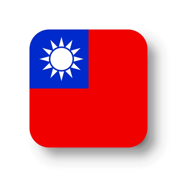 Tchajwanská Vlajka Rovný Vektorový Čtverec Zaoblenými Rohy Spadlým Stínem — Stockový vektor