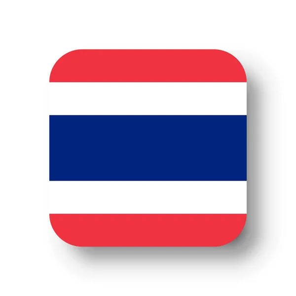 Thailand Vlag Vlakke Vector Vierkant Met Afgeronde Hoeken Slagschaduw — Stockvector