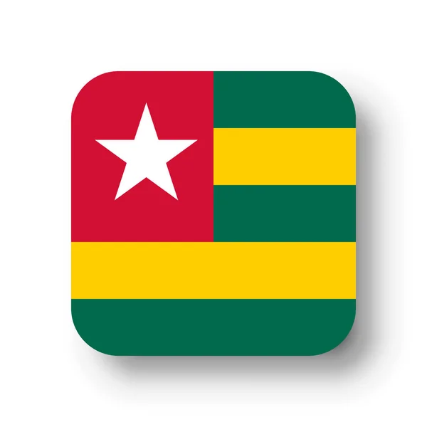 Flaga Togo Płaski Plac Wektorowy Zaokrąglonymi Rogami Opuszczonym Cieniem — Wektor stockowy