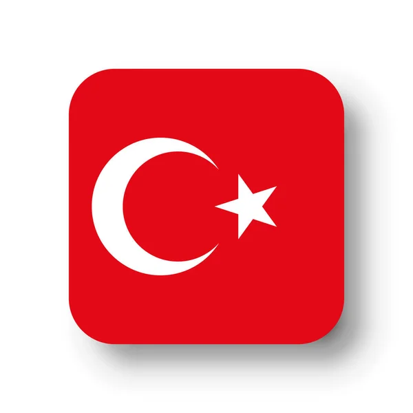 Törökország Zászló Lapos Vektor Tér Lekerekített Sarkokkal Levetett Árnyékkal — Stock Vector