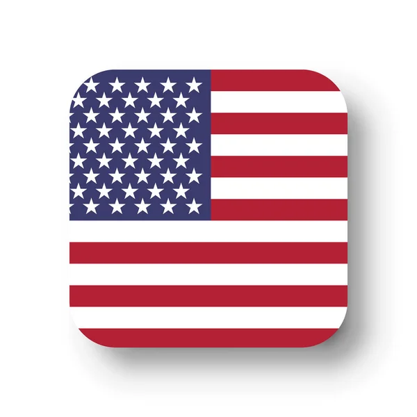 Bandeira Dos Estados Unidos América Quadrado Vetorial Plano Com Cantos —  Vetores de Stock