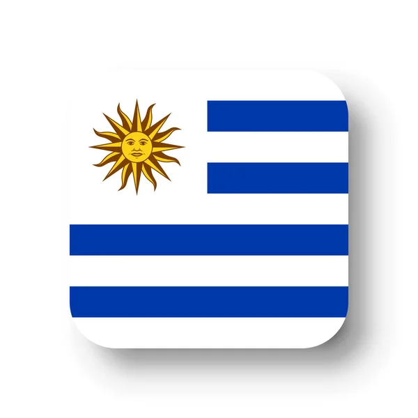 Bandeira Uruguai Quadrado Vetorial Plano Com Cantos Arredondados Sombra Solta —  Vetores de Stock