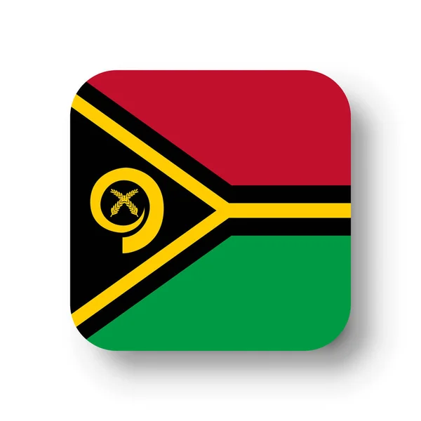 Vanuatu Flag Flat Vector Square Rounded Corners Dropped Shadow — Stock Vector