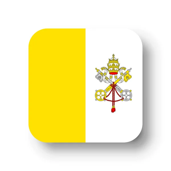 Bandeira Cidade Vaticano Quadrado Vetorial Plano Com Cantos Arredondados Sombra — Vetor de Stock